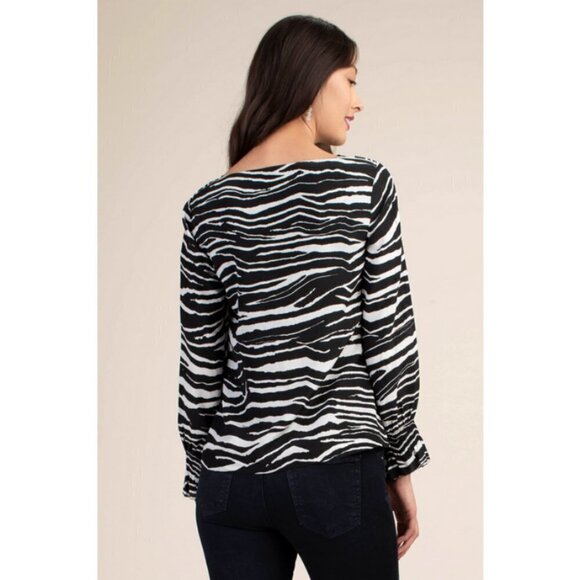 💕TRINA TURK💕 Kyoto Top ~ Print Large L NWT Blouse 100% Silk Crepe de Chine - Picture 4 of 14